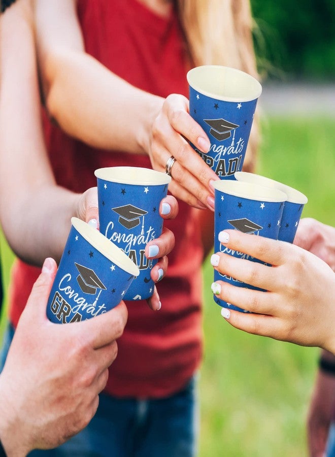 Whaline 100Pcs Graduation Disposable Cups Congrats Grad Paper Cups Graduation Hat Stars Party Drinking Cups for Hot Drinks Cold Beverage Grad Party Supplies, 9 Oz - Image 5